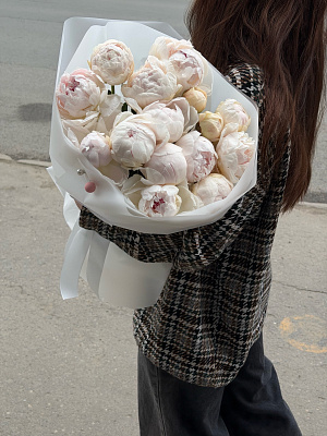 Белые пионы 15 шт.